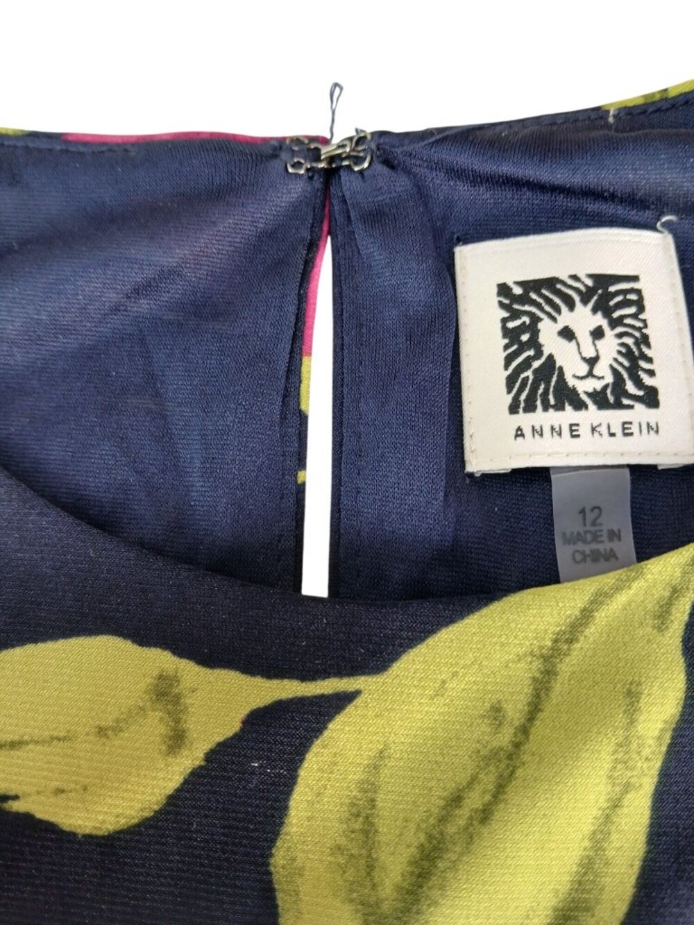 Anne Klein Womens Navy Multicolor Dress Size 12 Sleeveless Floral A Line - Picture 13 of 15